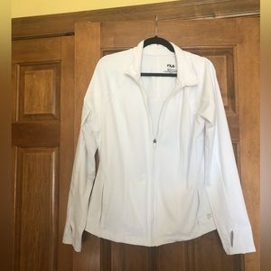 Women’s FILA white zip up jacket with pockets XXL